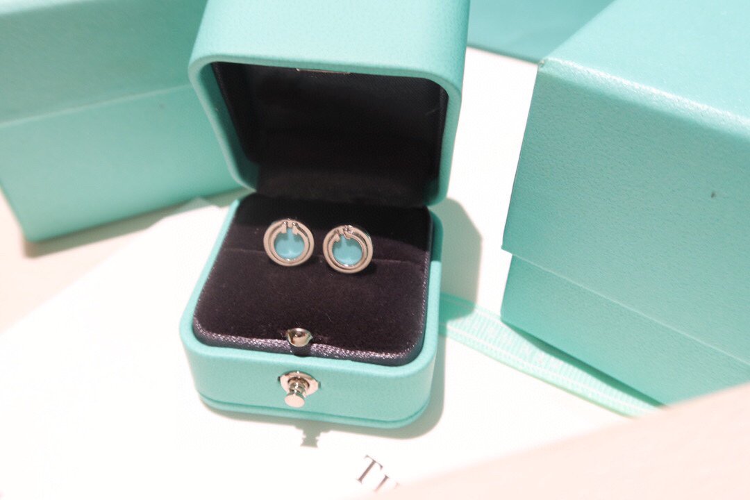 [⭐Luxery Jewels]TÜRKIS-KREIS OHRRINGE IN WEISSGOLD