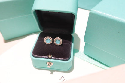 [⭐Luxery Jewels]TÜRKIS-KREIS OHRRINGE IN WEISSGOLD