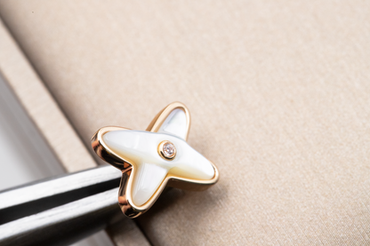 [Luxery]JEUX DE WHITE MOP PINK GOLD DIAMOND EARRINGS