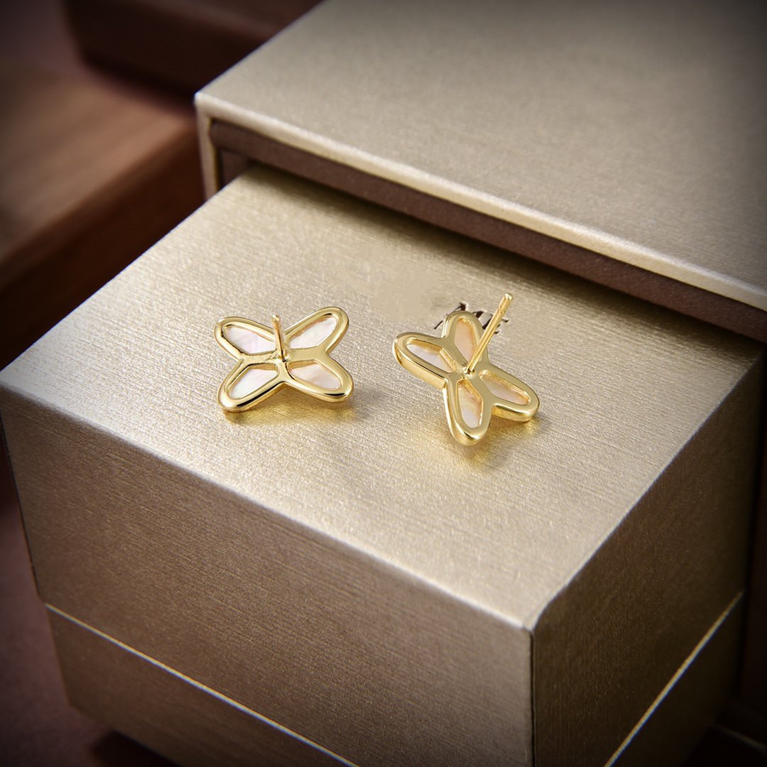 [Luxery]JEUX DE WHITE MOP GOLD DIAMOND EARRINGS