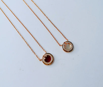 [⭐Luxery Jewels]DIAMOND AND MOTHER PEARL CIRCLE NECKLACE PENDANT