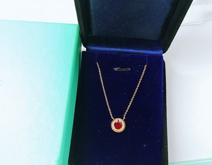 [⭐Luxery Jewels]DIAMOND AND MOTHER PEARL CIRCLE NECKLACE PENDANT