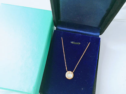 [⭐Luxery Jewels]DIAMOND AND MOTHER PEARL CIRCLE NECKLACE PENDANT