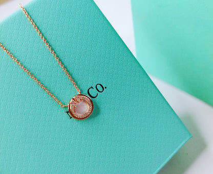[⭐Luxery Jewels]DIAMOND AND MOTHER PEARL CIRCLE NECKLACE PENDANT