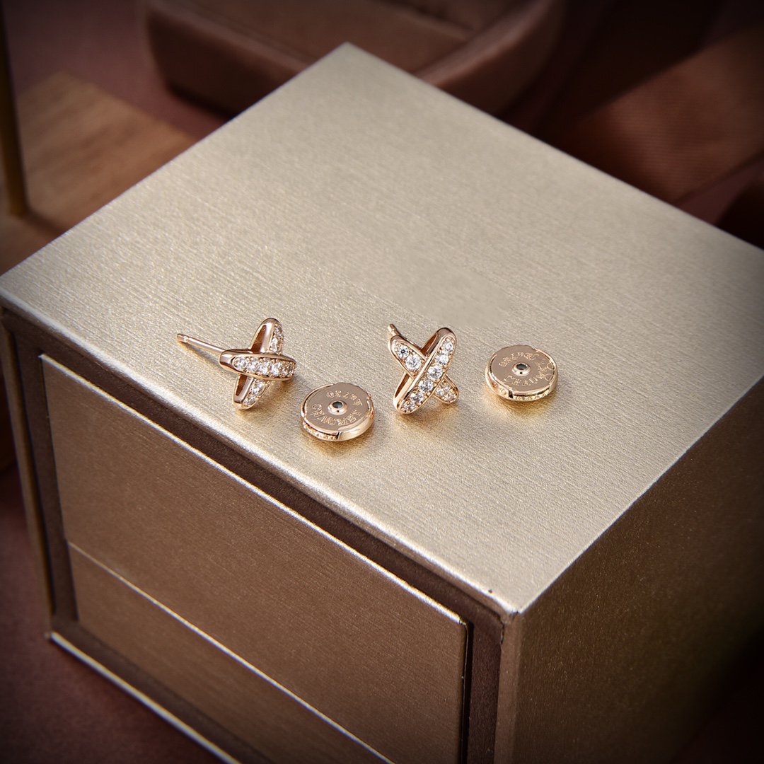 [Luxery]JEUX DE GOLD DIAMOND EARRINGS