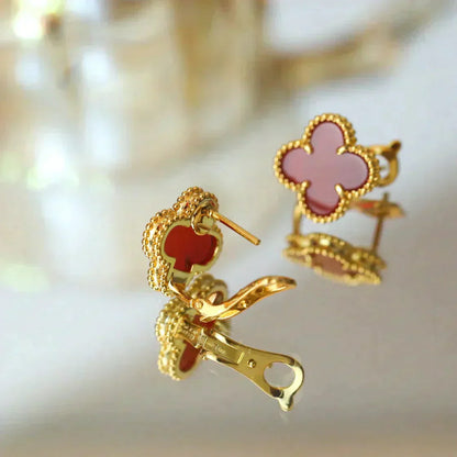 [Luxery]CLOVER MEDIUM 1 MOTIFS CARNELIAN  EARRINGS