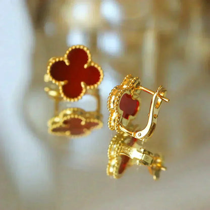 [Luxery]CLOVER MEDIUM 1 MOTIFS CARNELIAN  EARRINGS
