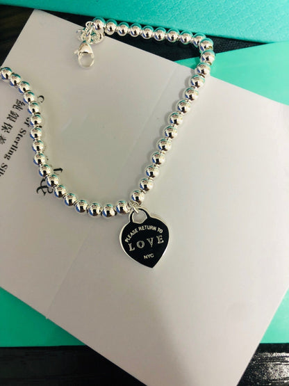 [⭐Luxery Jewels]LOVE TIFFANY RED HEART TAG BEAD BRACELET