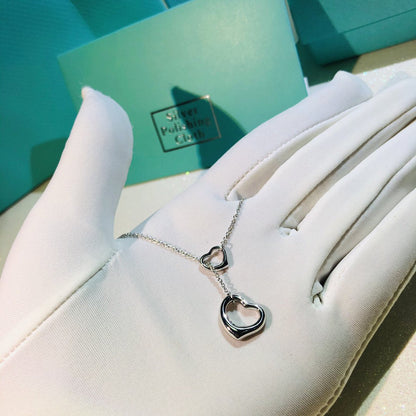 [⭐Luxery Jewels]オープンハート ラリエットネックレス シルバー
