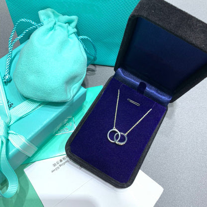 [⭐Luxery Jewels]インターロッキング サークル ペンダント シルバー スモール ネックレス