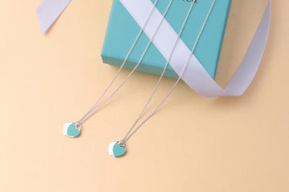 [⭐Luxery Jewels]DOPPEL-HERZ-TAG-ANHÄNGER SILBER MINI-HALSKETTE