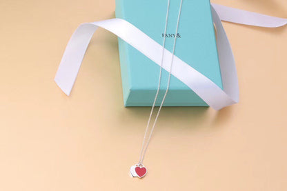 [⭐Luxery Jewels]DOPPEL-HERZ-TAG-ANHÄNGER SILBER MINI-HALSKETTE