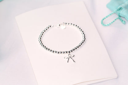 [⭐Luxery Jewels]STERLING SILVER BOW BEAD BRACELET