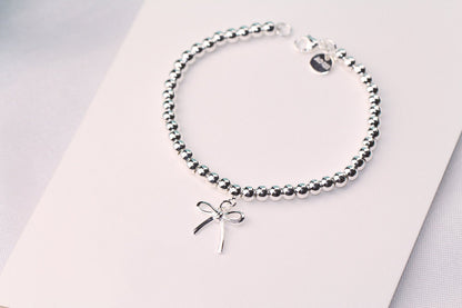 [⭐Luxery Jewels]STERLING SILVER BOW BEAD BRACELET