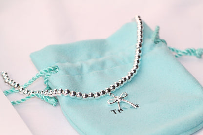[⭐Luxery Jewels]STERLING SILVER BOW BEAD BRACELET