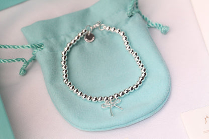 [⭐Luxery Jewels]STERLING SILVER BOW BEAD BRACELET