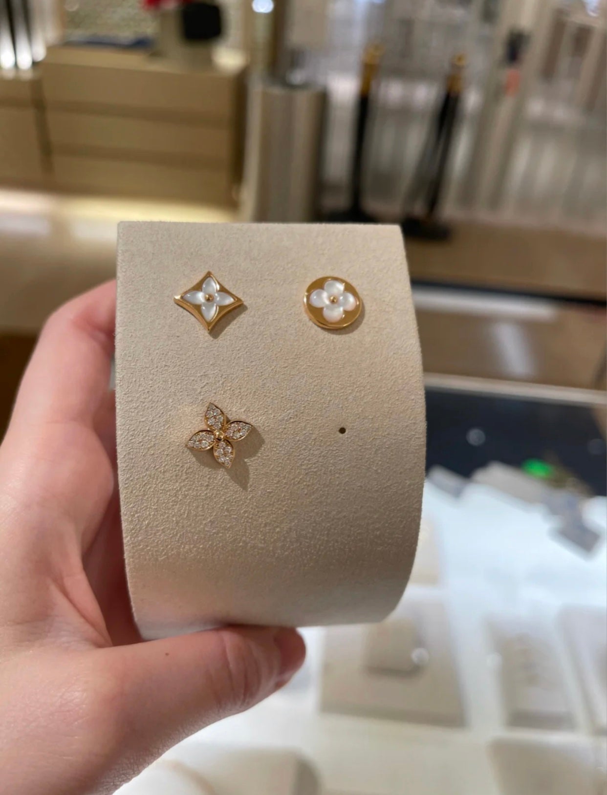 [Luxery]STAR BLOSSOM STUD EARRINGS PINK GOLD DIAMONDS