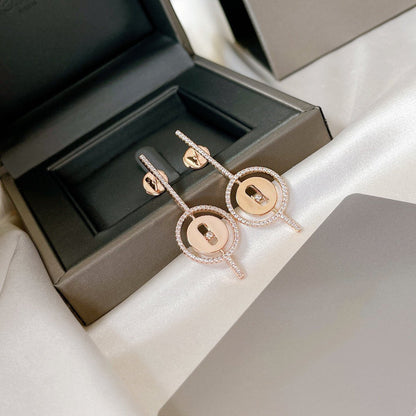 [Luxery]Demo MOVE ARROW PINK GOLD DIAMOND EARRINGS