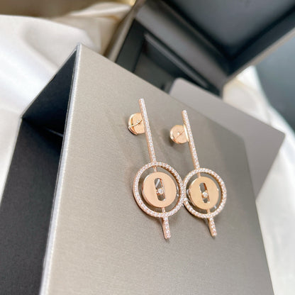 [Luxery]Demo MOVE ARROW PINK GOLD DIAMOND EARRINGS