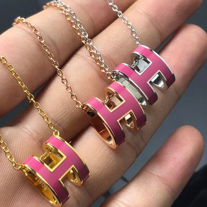 [Luxery]H NECKLACE PINK