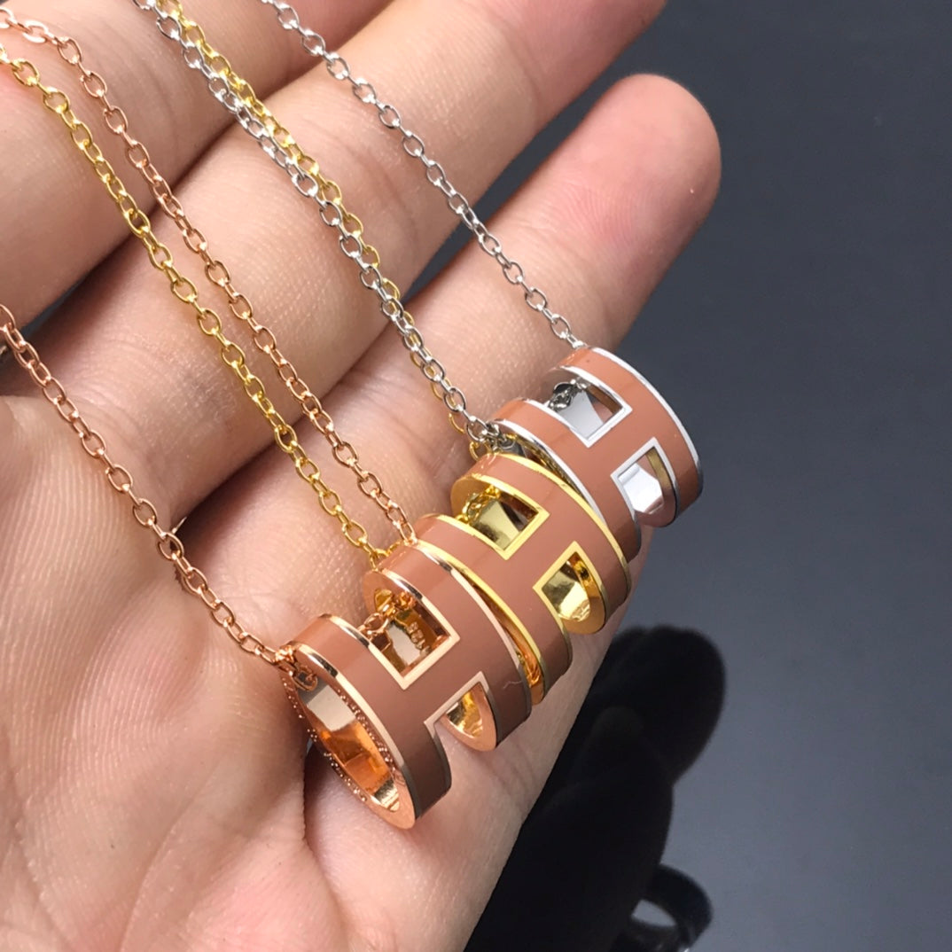 [Luxery]H NECKLACE BROWN