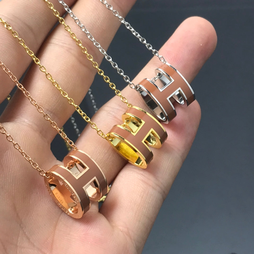 [Luxery]H NECKLACE BROWN