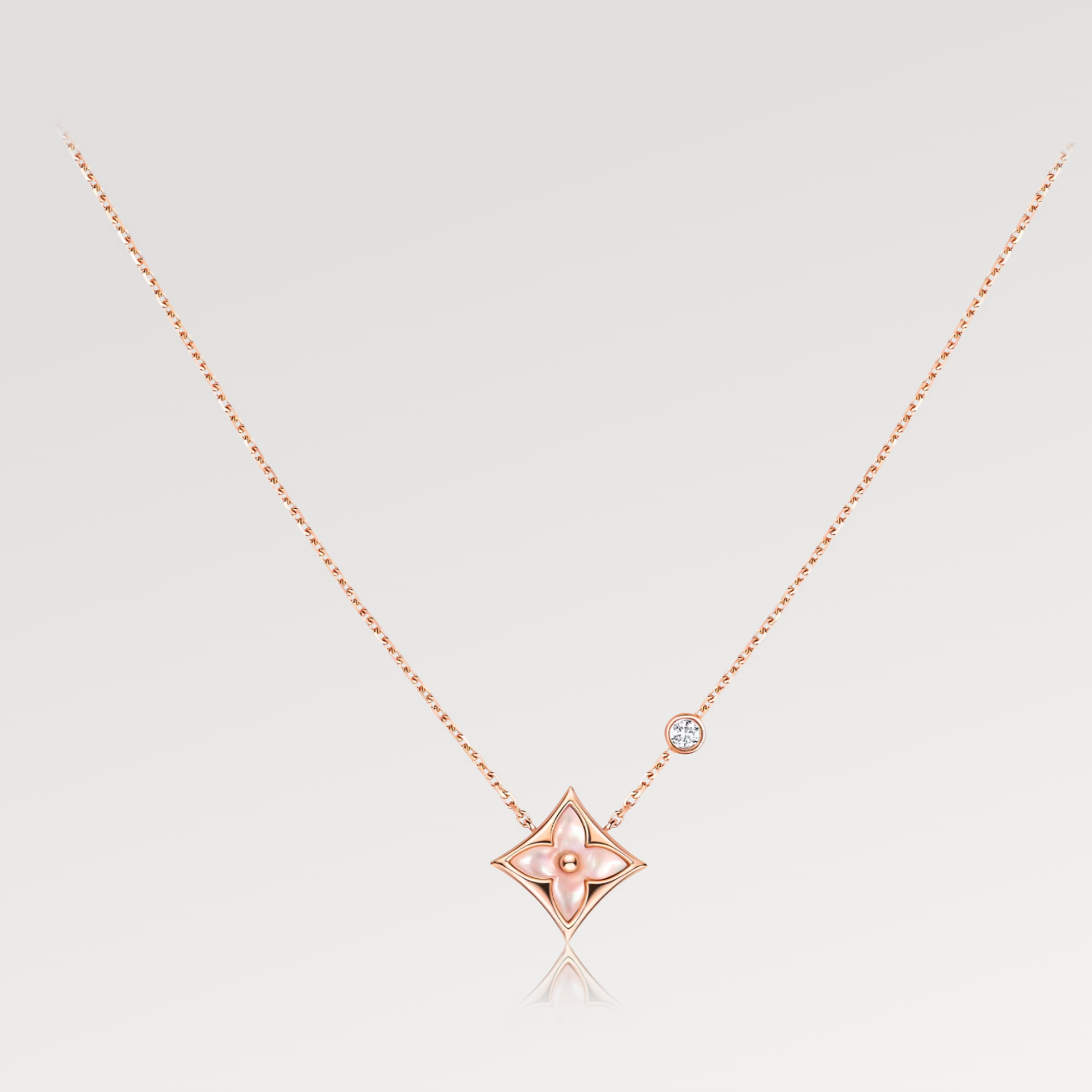 [Luxery]STAR PINK MOP 1 DIAMOND PINK GOLD NECKLACE