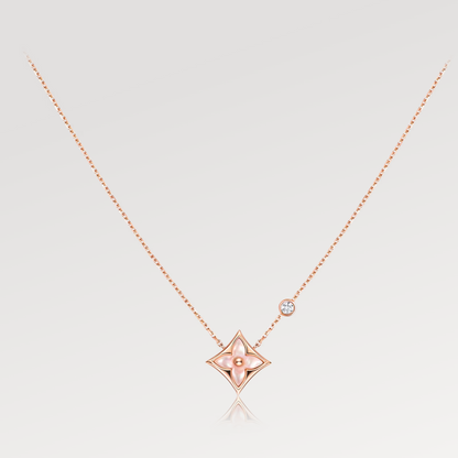 [Luxery]STAR PINK MOP 1 DIAMOND PINK GOLD NECKLACE