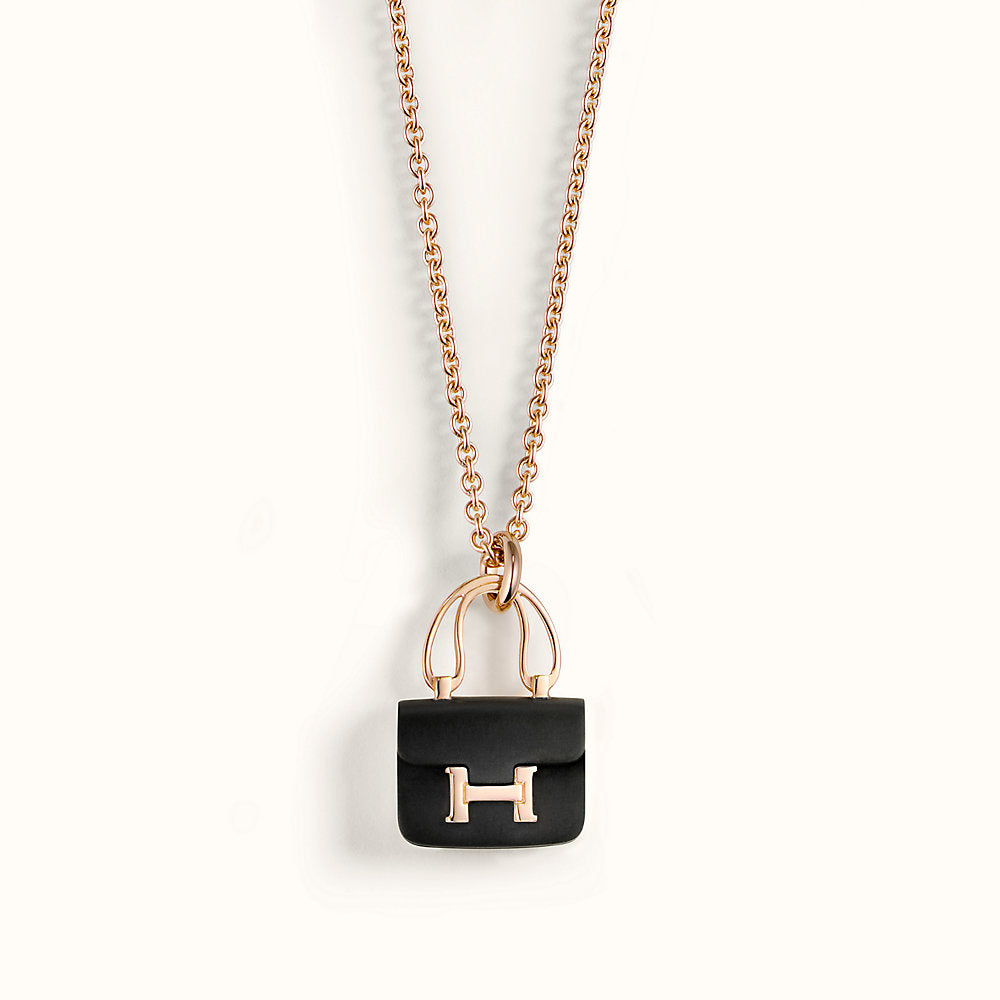 [Luxery]CONSTANCE BLACK PEDANT PINK GOLD NECKLACE