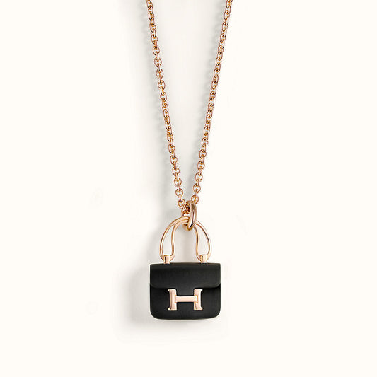[Luxery]CONSTANCE BLACK PEDANT PINK GOLD NECKLACE