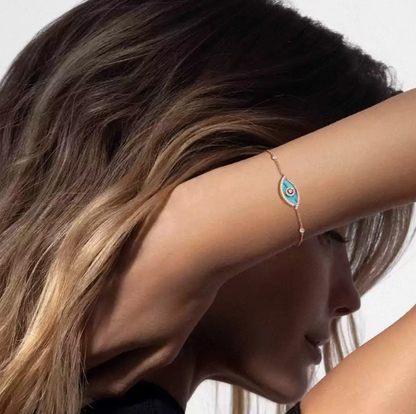 [Luxery]M LUCKY EYE TURQUOISE ROSE GOLD BRACELET