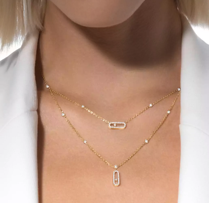 [Luxery]MS Double-Circle Full-Diamond Necklace