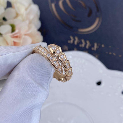 [⭐Luxery]SERPENTI RING ROSEGOLD DIAMANT-PAVÉ 4MM