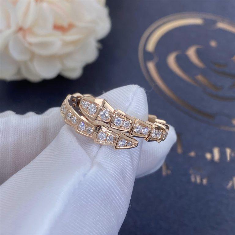 [⭐Luxery]SERPENTI RING ROSEGOLD DIAMANT-PAVÉ 4MM