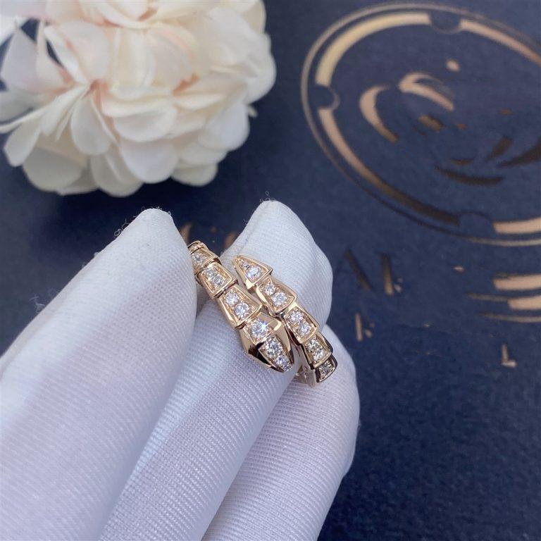 [⭐Luxery]SERPENTI RING ROSEGOLD DIAMANT-PAVÉ 4MM