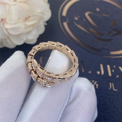 [⭐Luxery]SERPENTI RING ROSEGOLD DIAMANT-PAVÉ 4MM