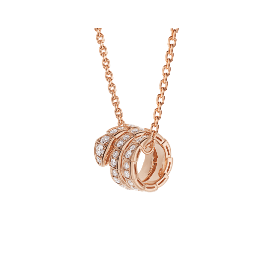 [⭐Luxus]SERPENTI HALSKETTE AUS ROSÉGOLD MIT DOPPELRING UND DIAMANTEN