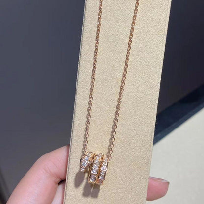 [⭐Luxus]SERPENTI HALSKETTE AUS ROSÉGOLD MIT DOPPELRING UND DIAMANTEN
