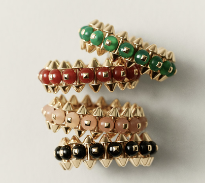 [Luxery]CLASH ELEGANT ROSE GOLD RING FEATURING NATURAL AGATE