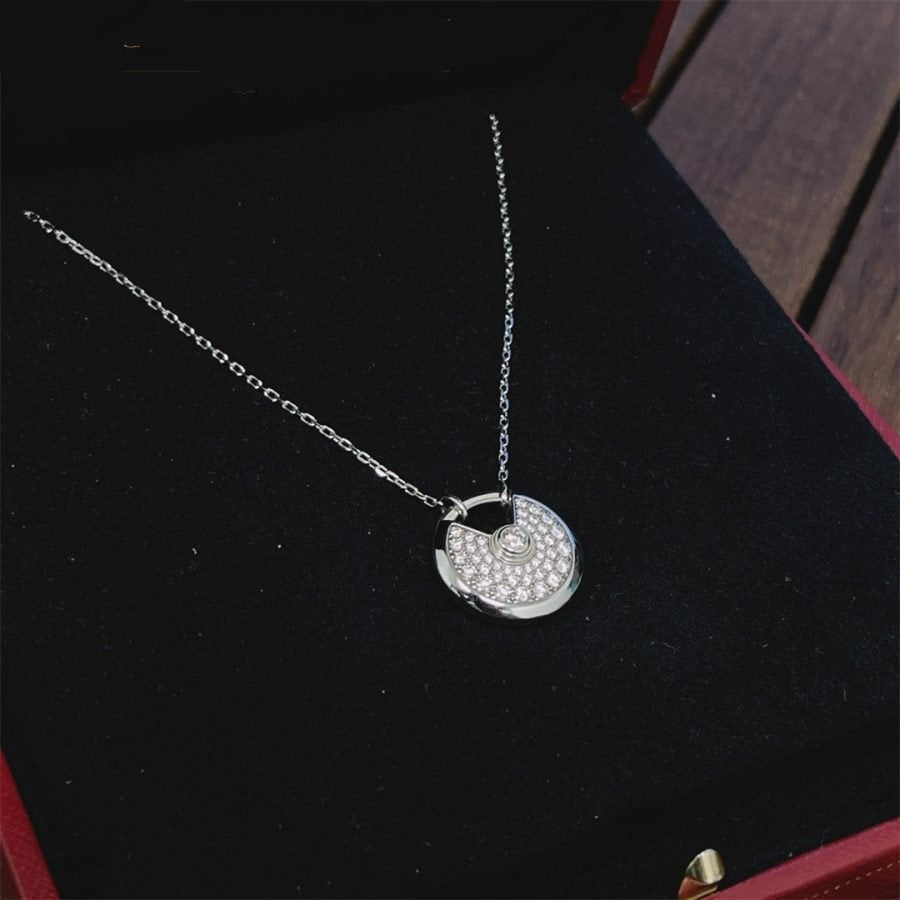 [Luxery]AMULETTE SILVER FULL DIAMOND NECKLACE