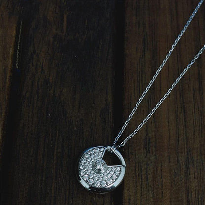 [Luxery]AMULETTE SILVER FULL DIAMOND NECKLACE