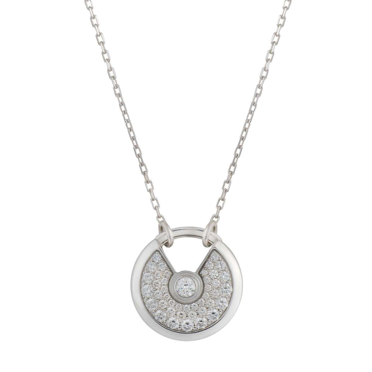 [Luxery]AMULETTE SILVER FULL DIAMOND NECKLACE
