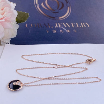 [Luxery]AMULETTE ROSE GOLD ONYX NECKLACE