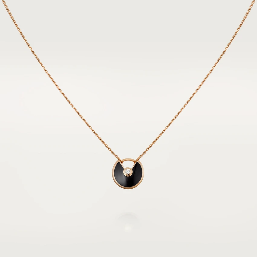 [Luxery]AMULETTE ROSE GOLD ONYX NECKLACE