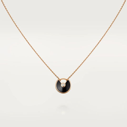 [Luxery]AMULETTE ROSE GOLD ONYX NECKLACE