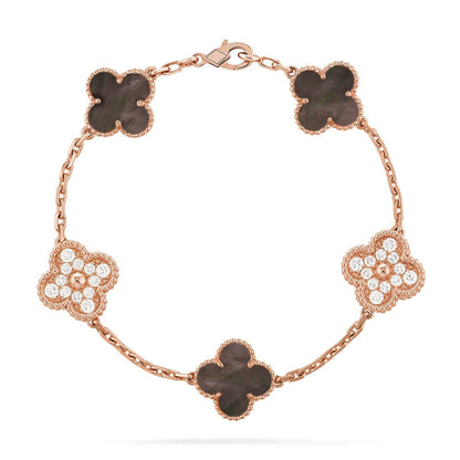 [Luxery] CLOVER 5 MOTIF GRAY MOP BRACELET COLLECTION