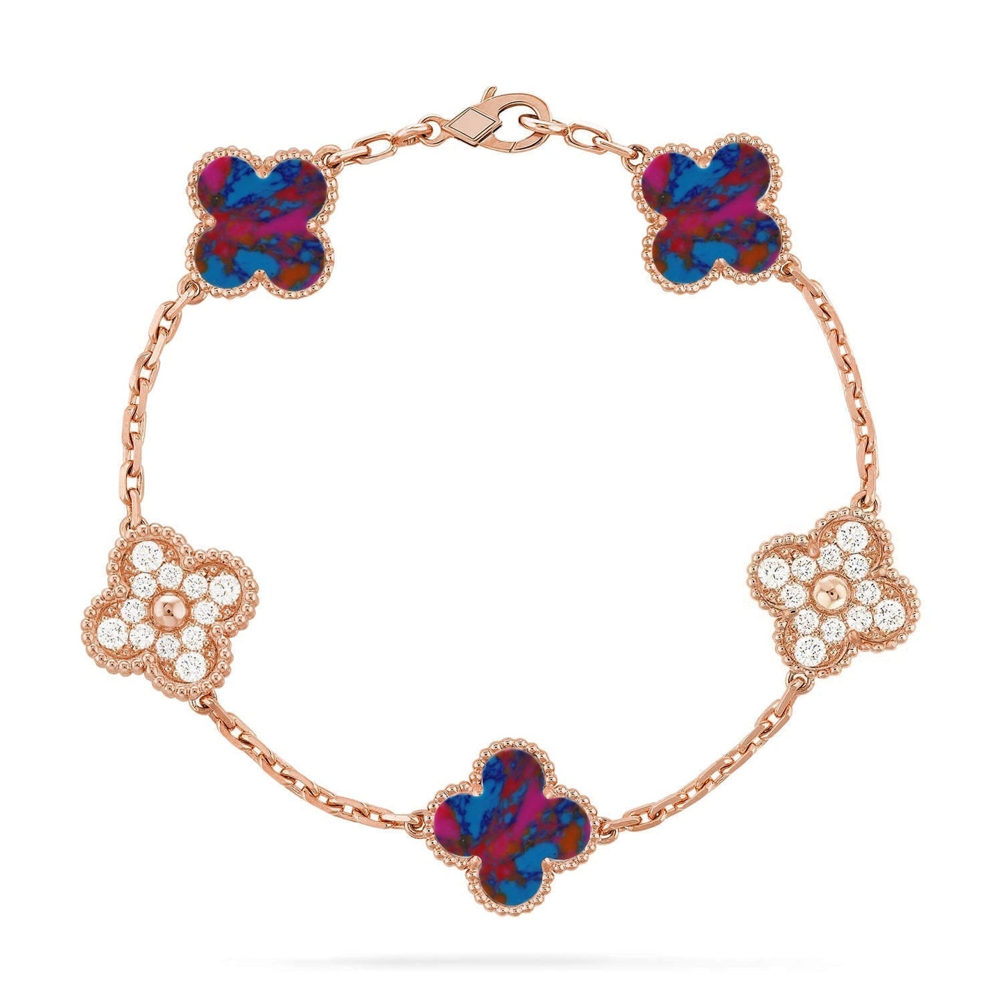 [Luxery]CLOVER 5 MOTIF COLOR GEMSTONES BRACELET COLLECTION