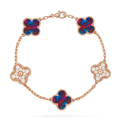 [Luxery]CLOVER 5 MOTIF COLOR GEMSTONES BRACELET COLLECTION