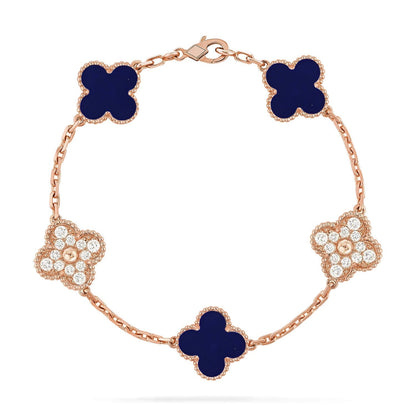 [Luxery]CLOVER 5 MOTIF LAPIS LAZULI BRACELET COLLECTION