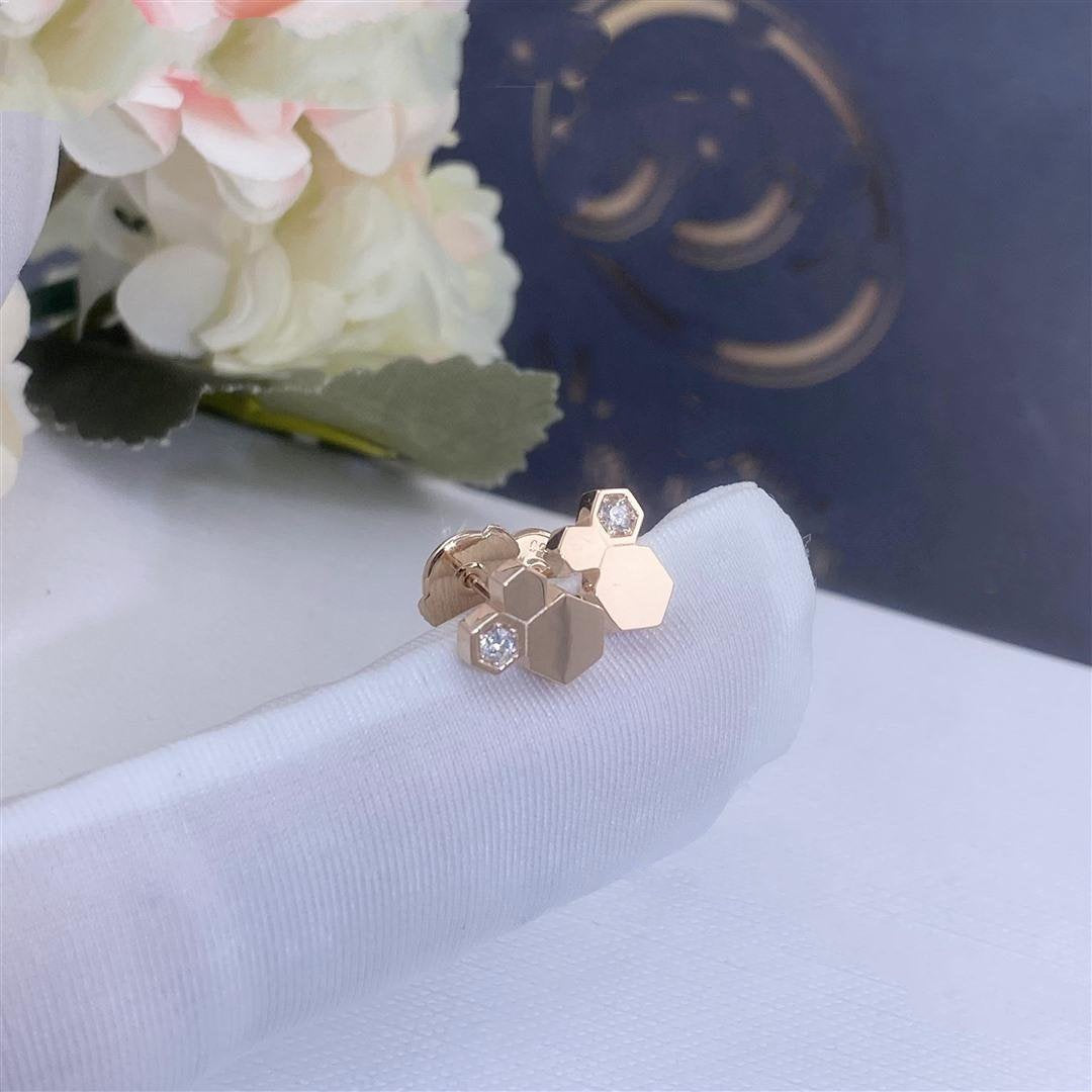 [Luxery]BEE LOVE PINK GOLD DIAMOND EARRINGS